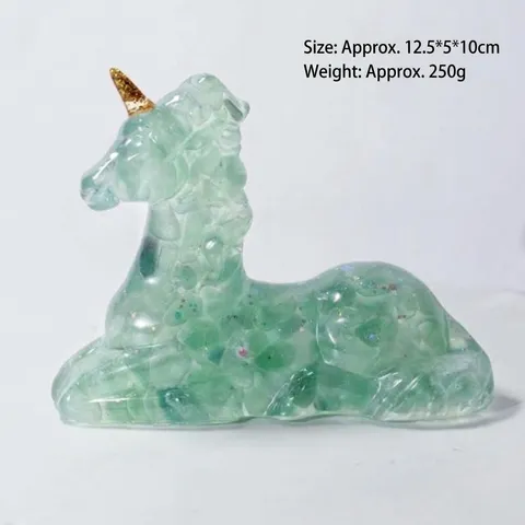 Unicorn Pegasus Statue Natural Crystal Stone Resin Figurine Desktop Ornament Decoration Gift Home Office Lucky Charm