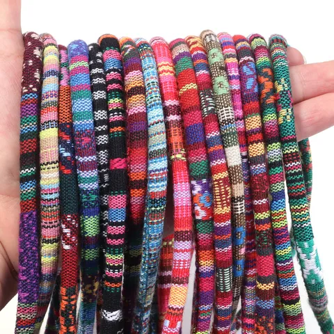 Cordoncino Intrecciato in Cotone Stile Etnico Bohemien Corda Tessuta a Righe Multicolore per Creazione Gioielli Braccialetti Fai da Te Accessori Cucito