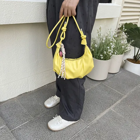 Women Fashion Pleated PU Leather Hobo Bag Underarm Dumpling Bag Casual Soft Clutch Purse Trendy Designer Handbag