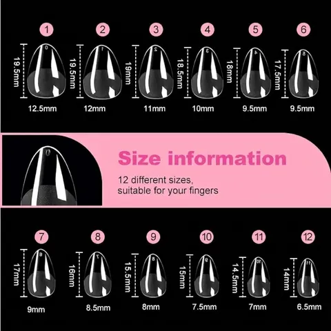 Faux Ongles à Presser Amande Semi-Givrés Transparents Sans Trace Mat Courts Avec Boîte de Rangement Pour Manucure DIY Femme