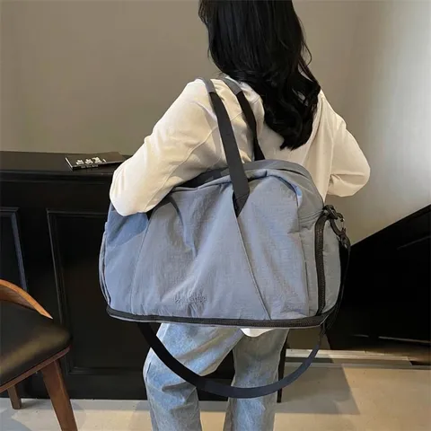 Large Capacity Nylon Travel Bag For Gym Fitness With Dry Wet Separation Shoe Compartment Weekend Duffel Bag For Men Women