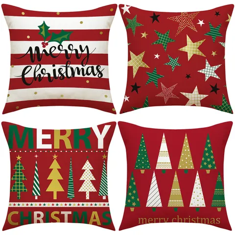 Weihnachten Dekorativer Kissenbezug Rote Serie Festlich Zierkissenbezug Urlaub Heim Sofa Kissenbezug Ohne Kern