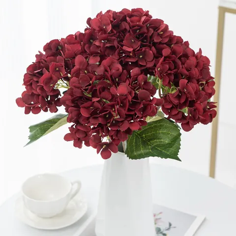 Kunstmatige Zijde Hortensie Bloem Enkele Stengel Levensechte Nep Bloemen Voor Thuis Woonkamer Bruiloft Boog Decor Feest Fotografie Rekwisieten