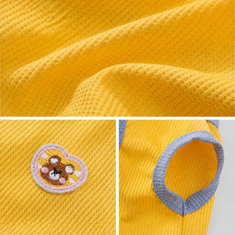 Cute Bear Embroidery Pet Vest Waffle Breathable Puppy Clothes Small Medium Dog Summer Apparel Pet Clothing