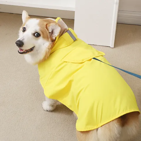 Imperméable pour Chien Imperméable Poncho à Capuche Avec Bande Réfléchissante Veste de Pluie pour Petits Chiens Moyens