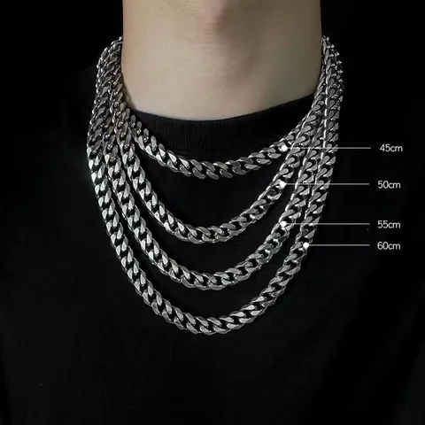 Hombres Mujeres Collar de Cadena de Eslabones Cubanos de Acero Inoxidable Pesado Punk Hip Hop Cadena Gruesa Regalo de Joyería de Moda