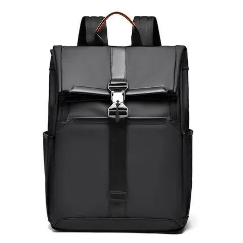 Men's Roll-Top Backpack Large Capacity Business Casual Travel Laptop Bag Waterproof Oxford Fabric Urban Minimalist Bookbag