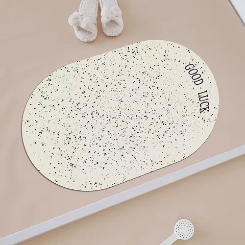 Korean Minimalist Good Luck Letter Absorbent Floor Mat Non-Slip Bathroom Door Mat Household Foot Mat