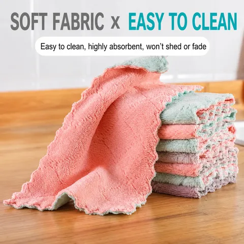 Microfiber Kitchen Cleaning Cloth Thickened Absorbent Dish Towel Lint Free Household Cleaning Rag For Daily Use