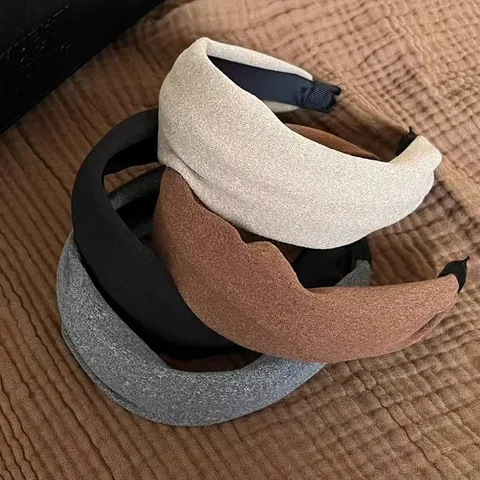Cerchietto in Velluto a Bordo Largo Per Donna Autunno Inverno Tinta Unita Fascia Per Capelli Accessori Per Capelli Moda Trucco Lavviso Viso