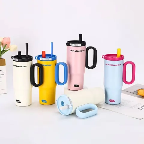 Large Capacity Stainless Steel Insulated Tumbler With Handle And Straw Portable Vacuum Travel Water Bottle For Office Outdoor