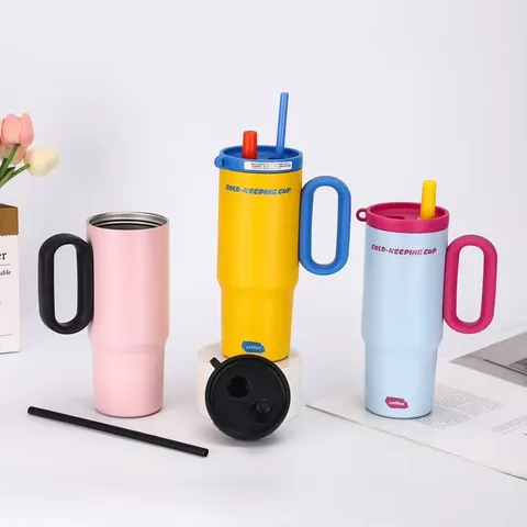 Large Capacity Stainless Steel Insulated Tumbler With Handle And Straw Portable Vacuum Travel Water Bottle For Office Outdoor