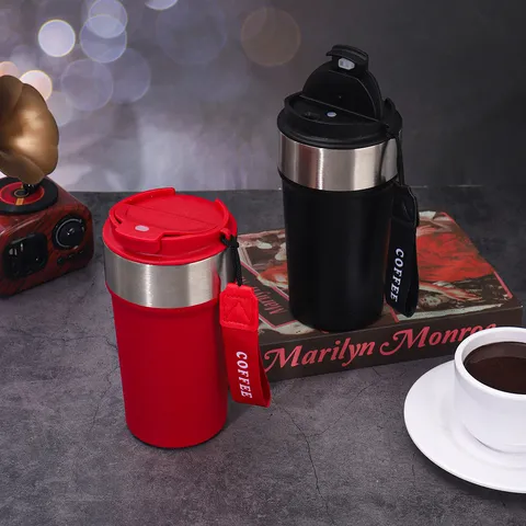 Portable Stainless Steel Vacuum Insulated Coffee Mug With Carrying Strap Leakproof Travel Water Bottle For Car Outdoor