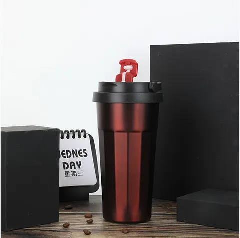 Portable Stainless Steel Vacuum Insulated Coffee Cup With Handle Leakproof Car Thermos Travel Water Bottle Business Gift