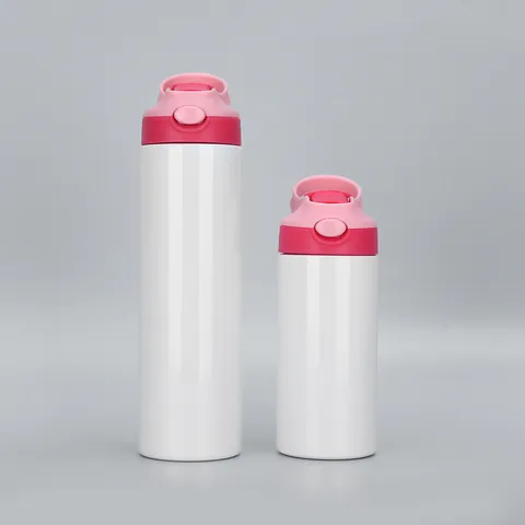 Stainless Steel Thermos Bottle Kids Straw Cup Vacuum Insulated Straight Cup With Handle Bounce Lid For School Office