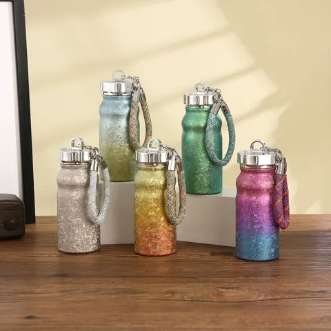Portable Mini Titanium Thermos Cup With Lanyard Vacuum Insulated Small Coffee Mug For Travel Car Office Daily Use