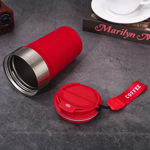 Portable Stainless Steel Vacuum Insulated Coffee Mug With Carrying Strap Leakproof Travel Water Bottle For Car Outdoor