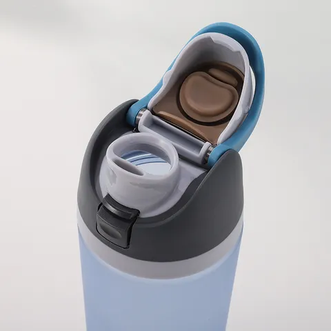 Large Capacity Plastic Sports Water Bottle with Double Drinking Straw Portable Outdoor Kettle