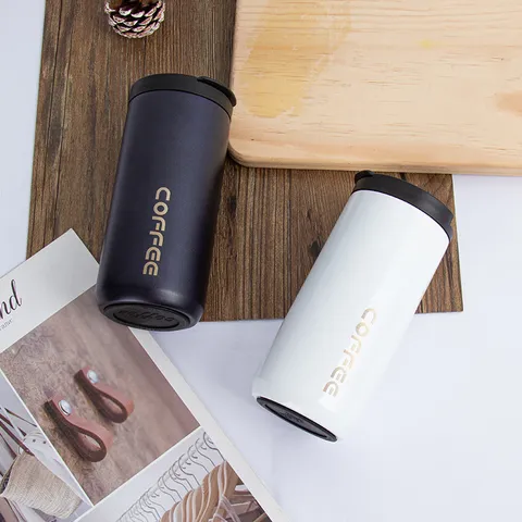 Tazza da Caffè Isolata in Acciaio Inossidabile Portatile Auto Viaggio Borraccia Termica Doppia Parete Ufficio Bottiglia d'Acqua Bicchiere in Metallo