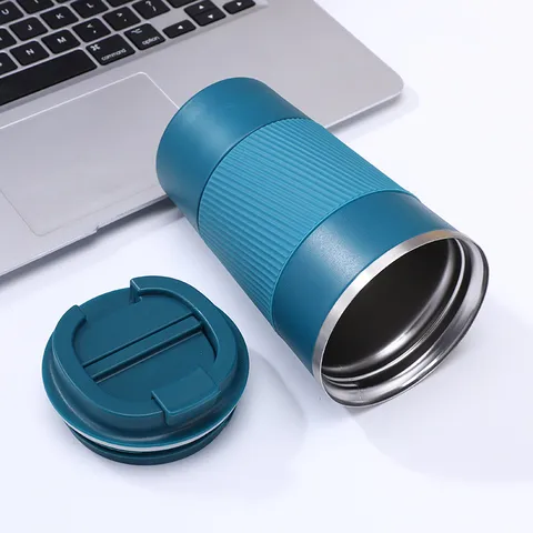 Stainless Steel Vacuum Insulated Coffee Mug Portable Car Thermos Cup With Lid And Anti-Slip Silicone Sleeve For Office Travel