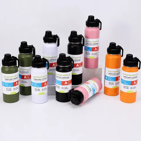 Bouteille d'Eau de Sport Isotherme sous Vide en Acier Inoxydable 304 Bouilloire de Voyage Portiable avec Poignée Anti-fuite Bouteille à Boire Directe
