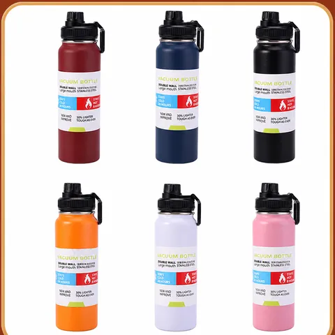 Bouteille d'Eau de Sport Isotherme sous Vide en Acier Inoxydable 304 Bouilloire de Voyage Portiable avec Poignée Anti-fuite Bouteille à Boire Directe