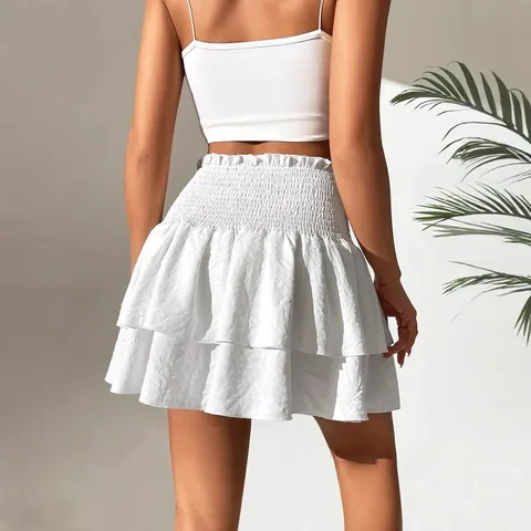 Mujer Casual Talle Alto Falda Plisada Mini Color Sólido Cintura Elástica Falda Corta Estilo Dulce Moda