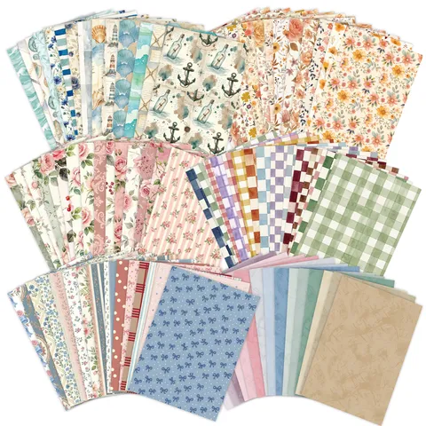Βίντατζ Χαρτί Υλικού Scrapbooking Αισθητικό Floral Καρό Χαρτί Φόντου Διακοσμητικό Χαρτί Όφσετ για DIY Junk Journal Ημερολόγιο Χειροτεχνία