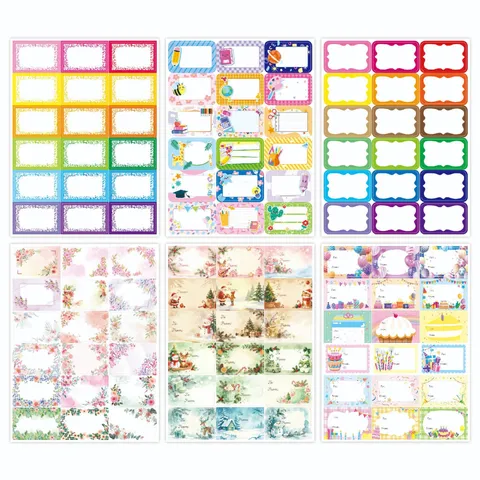 Waterproof Name Stickers Cartoon Classification Labels Hand Writable Writable Synthetic Paper Tags For Students School Stationery Labels