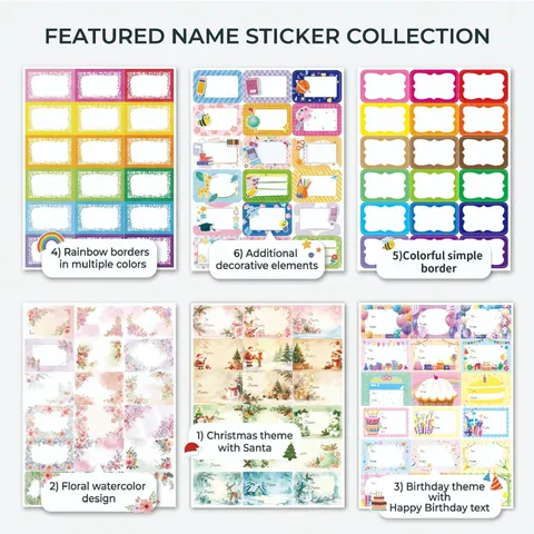Waterproof Name Stickers Cartoon Classification Labels Hand Writable Writable Synthetic Paper Tags For Students School Stationery Labels