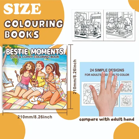 Bestie Moments Coloring Book For Girls Adults Original Cartoon Illustration Life Theme Painting Book Stress Relief Drawing Book