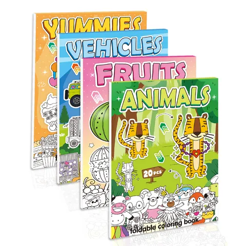 Foldable DIY Educational Coloring Book Cartoon Animal Fruit Vehicle Food Theme Paper Painting Book Origami Art Set for Kids