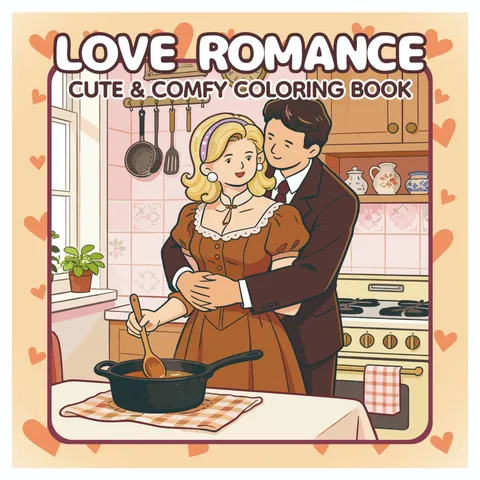 Love Romance Coloring Book For Adults Teens Original Cartoon Illustrations Stress Relief Couple Line Art Painting Paper Gift
