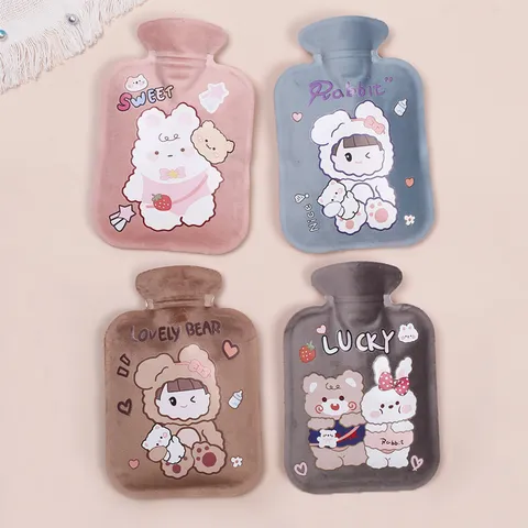 Mini Bouillotte en Flanelle Mignon Imprimé Cartoon Housse Portable Chaud Main Ventre Sac Chauffant d'Hiver