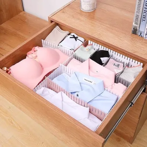 Plastic Drawer Divider Adjustable DIY Grid Storage Partition Household Underwear Organizer Bin Separator Board