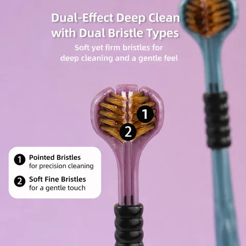 Adult Three Sided Soft Bristle Toothbrush 3D Stereoscopic Wrap Around Oral Cleaning Manual Toothbrush For Home Daily Use