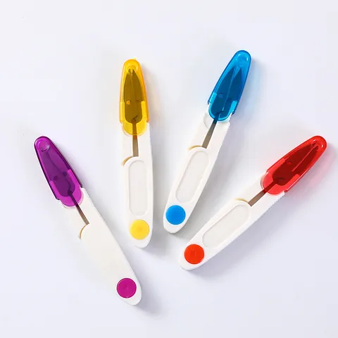Stainless Steel U-Shape Embroidery Scissors Plastic Handle Thread Cutter Portable Snipper Sewing Tools For Cross Stitch