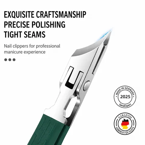 Cortauñas Profesional para Uñas Encarnadas Acero Inoxidable Pinza para Uñas Gruesas Mango Antideslizante Verde Herramienta