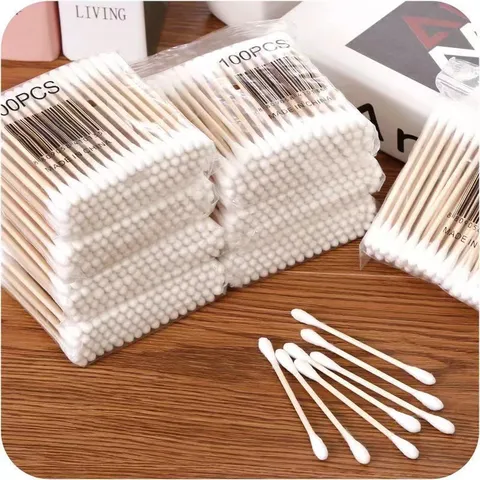 Bastoncillos de Algodón Desechables Palitos de Madera Doble Cabezal Bastoncillos para Maquillaje y Limpieza Diaria