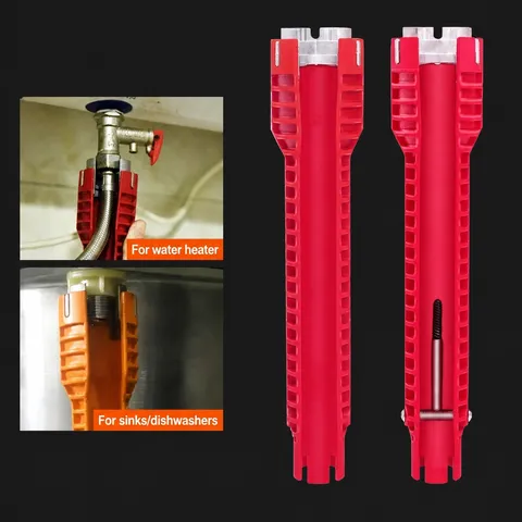 Multifunctional Sink Wrench Tool Steel 8-in-1 Faucet Installation and Disassembly Tool for Bathroom Kitchen Plumbing