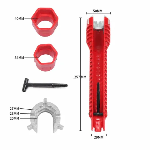 Multifunctional Sink Wrench Tool Steel 8-in-1 Faucet Installation and Disassembly Tool for Bathroom Kitchen Plumbing