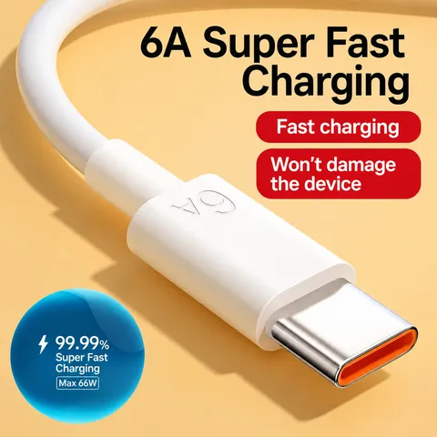 Typ C Schnellladekabel 6A Super Schnelllader Kabel USB Draht Für Handy Datenübertragung Langlebig
