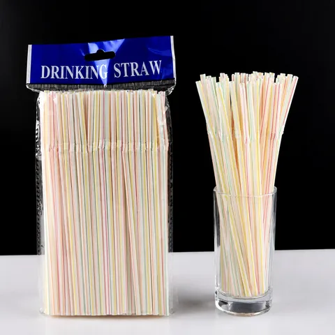 Colorful Disposable Drinking Straws Flexible Bendable Plastic Straws For Juice Beverage Party Home Kitchen Supplies