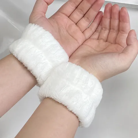 Absorbent Face Washing Wristbands Coral Fleece Wrist Wash Sweatbands Waterproof Arm Cuffs for Skincare Makeup Sports