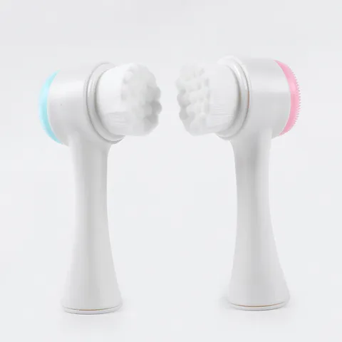 Brosse Nettoyante Visage Manuelle Double Face Poils Doux Silicone Exfoliant Outil de Massage Facial pour Soin de la Peau Quotidien