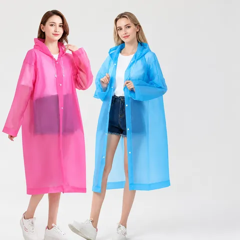 Adult Long EVA Raincoat Portable Waterproof Hooded Rain Poncho For Travel Outdoor Hiking Daily Commuting