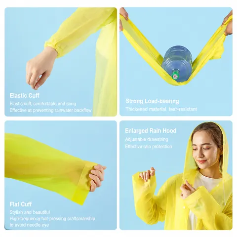 Adult Long EVA Raincoat Portable Waterproof Hooded Rain Poncho For Travel Outdoor Hiking Daily Commuting