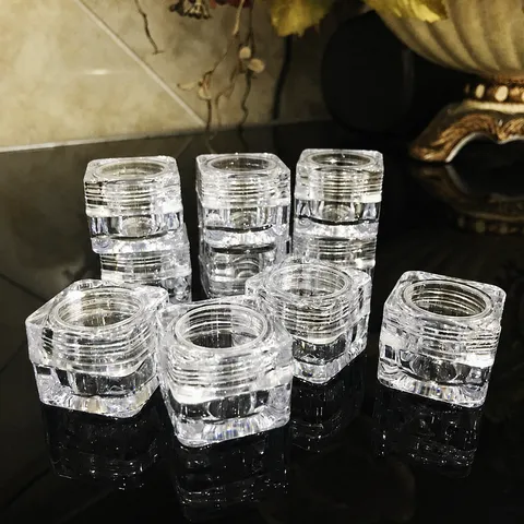 Transparent Acrylic Cosmetic Cream Jar Empty Refillable Sample Container Pot For Travel Makeup Storage
