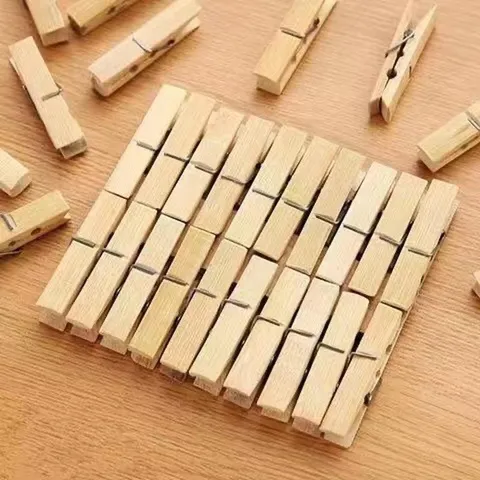 Natural Bamboo Clothespins Heavy Duty Clothes Pins For Laundry Hanging Strong Spring Wooden Clips Household Daily Use