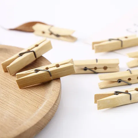 Natural Bamboo Clothespins Heavy Duty Clothes Pins For Laundry Hanging Strong Spring Wooden Clips Household Daily Use